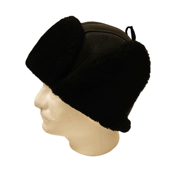 Aviator Sherling Sheepskin Fur Hat Leather NWOT - Picture 3 of 5